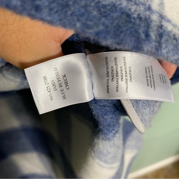 Rails Jaro Buffalo Plaid Wool Blend Coat Button Up‎ Sz L Blue White - Picture 4 of 7